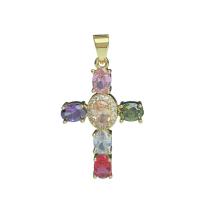 Cubique Pendentif en laiton zircon pavent, croix, Placage de couleur d'or, unisexe & pavé de micro zircon, plus de couleurs à choisir Vendu par PC