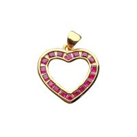 Cubique Pendentif en laiton zircon pavent, coeur, Placage de couleur d'or, pavé de micro zircon & pour femme & creux, plus de couleurs à choisir, 19mm, Vendu par PC