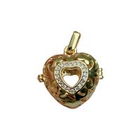 Rhinestone Brass Pendants, with Rhinestone & Plastic Pearl, Heart, gold color plated & for woman 