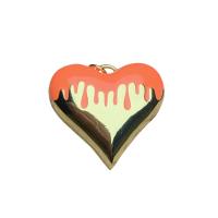 Enamel Brass Pendants, Heart, gold color plated, Unisex 27.6mm 