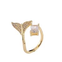 Cubic Zirconia Micro Pave Brass Finger Ring, real gold plated, Adjustable & micro pave cubic zirconia & for woman 