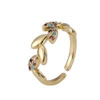 Cubic Zirconia Micro Pave Brass Finger Ring, real gold plated, Adjustable & micro pave cubic zirconia & for woman 