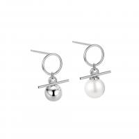 Pendiente de gota de perlas de plata esterlina, Plata de ley 925, con Shell Pearl, chapado, Joyería & para mujer, más colores para la opción, 13.5mm, Vendido por Par