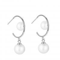 Pendiente de gota de perlas de plata esterlina, Plata de ley 925, con Shell Pearl, chapado, Joyería & para mujer, más colores para la opción, 30mm, Vendido por Par