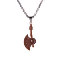 Chaîne en alliage de zinc de fer Collier Pull, Chaîne en acier inoxydable 316L, avec Pendentif en alliage de zinc, hache, Placage, unisexe, plus de couleurs à choisir Environ 25.77 pouce, Vendu par PC