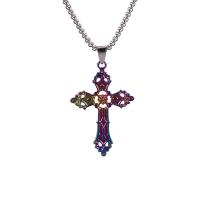 Chaîne en alliage de zinc de fer Collier Pull, Chaîne en acier inoxydable 316L, avec Pendentif en alliage de zinc, croix, Placage coloré, unisexe & styles différents pour le choix, plus de couleurs à choisir Environ 27.55 pouce, Vendu par PC