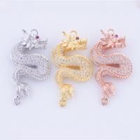 Cubic Zirconia Micro Pave Brass Connector, Dragon, plated, DIY & micro pave cubic zirconia & 1/1 loop 