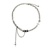 Collier de bijoux de titane, Acier titane, avec alliage de zinc, avec 6cm chaînes de rallonge, Placage de couleur argentée, bijoux de mode & pour femme, argent, 65mm cm, Vendu par PC