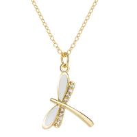 Cubic Zircon Micro Pave Brass Necklace, Dragonfly, gold color plated & micro pave cubic zirconia & for woman & enamel Approx 17.7 Inch 