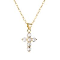 Collier en laiton cubique Zircon Micro Pave, Placage de couleur d'or, styles différents pour le choix & pavé de micro zircon & pour femme Environ 17.7 pouce, Vendu par PC