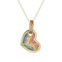 Collier en laiton cubique Zircon Micro Pave, Placage de couleur d'or, styles différents pour le choix & pavé de micro zircon & pour femme, plus de couleurs à choisir Environ 17.7 pouce, Vendu par PC