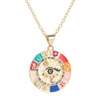 Collier en laiton cubique Zircon Micro Pave, Placage de couleur d'or, pavé de micro zircon & pour femme & émail, multicolore, 30mm Environ 17.7 pouce, Vendu par PC