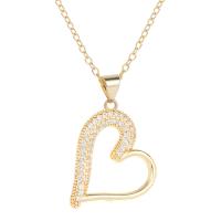 Collier en laiton cubique Zircon Micro Pave, coeur, Placage de couleur d'or, styles différents pour le choix & pavé de micro zircon & pour femme, plus de couleurs à choisir Environ 17.7 pouce, Vendu par PC