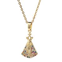 Collier en laiton cubique Zircon Micro Pave, Plaqué d'or, pavé de micro zircon & pour femme, plus de couleurs à choisir Environ 17.7 , Vendu par PC