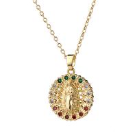 Collier en laiton cubique Zircon Micro Pave, Plaqué d'or, pavé de micro zircon & pour femme, multicolore Environ 17.7 pouce, Vendu par PC