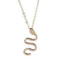 Collier en laiton cubique Zircon Micro Pave, serpent, Plaqué d'or, pavé de micro zircon & pour femme, 26mm Environ 17.7 pouce, Vendu par PC