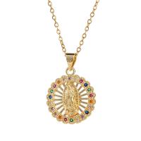 Collier en laiton cubique Zircon Micro Pave, Plaqué d'or, pavé de micro zircon & pour femme, multicolore Environ 17.7 pouce, Vendu par PC