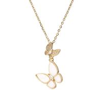 Collier en laiton cubique Zircon Micro Pave, papillon, Plaqué d'or, pavé de micro zircon & pour femme & émail Environ 17.7 pouce, Vendu par PC