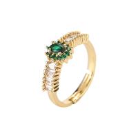 Cubic Zirconia Micro Pave Brass Finger Ring, real gold plated, Adjustable & micro pave cubic zirconia & for woman 