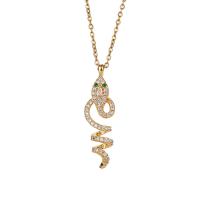 Collier en laiton cubique Zircon Micro Pave, serpent, Plaqué d'or, pavé de micro zircon & pour femme Environ 17.7 pouce, Vendu par PC