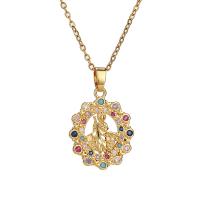 Collier en laiton cubique Zircon Micro Pave, Plaqué d'or, pavé de micro zircon & pour femme, plus de couleurs à choisir Environ 17.7 pouce, Vendu par PC