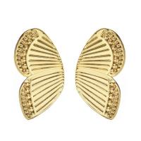 Brass Stud Earring, Butterfly, 14K gold plated, fashion jewelry & for woman 