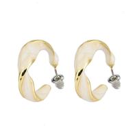 Brass Stud Earring, 14K gold plated, for woman & enamel, 20mm 