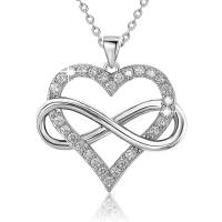 Zircon cubique Micro Pave collier en argent sterling, argent sterling 925, coeur, Placage, pavé de micro zircon & pour femme & creux, plus de couleurs à choisir Environ 15.7 pouce, Vendu par PC