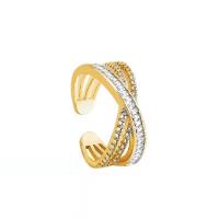 Cubic Zirconia Micro Pave Brass Finger Ring, gold color plated, fashion jewelry & micro pave cubic zirconia & for woman, golden, 13mm 