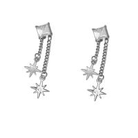 pendiente gota de aleación de cinc, aleación de zinc, Ocho Punto Estrella, chapado en color de plata, Joyería & para mujer, plateado, 47-60mm, Vendido por Par