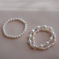 Bracelets de perles, perle d'eau douce cultivée, fait à la main, styles différents pour le choix & pour femme, blanc, 3-7mm Environ 6.3 pouce, Vendu par PC