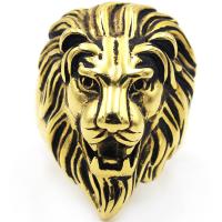 316L Stainless Steel Finger Ring, Lion, Vacuum Ion Plating & for man, golden 