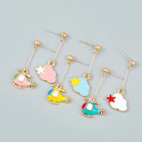 Asymmetric Earrings, Zinc Alloy, gold color plated, fashion jewelry & for woman & enamel 