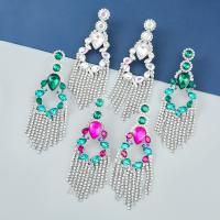 Fashion Fringe Earrings, Zinc Alloy, fashion jewelry & for woman & with glass rhinestone & with rhinestone 