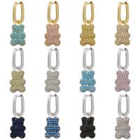 Huggie Hoop Drop Earring, laiton, ours, Placage, pavé de micro zircon & pour femme, plus de couleurs à choisir Vendu par paire