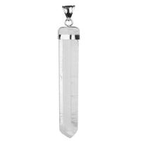 Natural Quartz Pendants, Clear Quartz, with Zinc Alloy, irregular, silver color plated, for woman, white, 40-60mm 