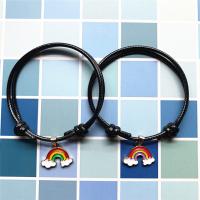 Pulseras para Parejas, Cordón de cera, con aleación de zinc, chapado, 2 piezas & Ajustable & Joyería & esmalte, más colores para la opción, longitud:16-25 cm, Vendido por Par