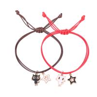 Pulseras para Parejas, Cordón de cera, con aleación de zinc, chapado, 2 piezas & Ajustable & Joyería & esmalte, más colores para la opción, longitud:16-25 cm, Vendido por Par