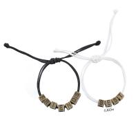 Moda pulseras de la aleación de Zinc, Cordón de cera, con aleación de zinc, chapado en color bronce antiguo, 2 piezas & Ajustable & Joyería, en blanco y negro, longitud:16-25 cm, Vendido por Par