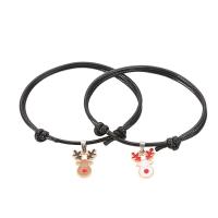 Pulseras para Parejas, Cordón de cera, con aleación de zinc, chapado, 2 piezas & Ajustable & Joyería & esmalte, más colores para la opción, longitud:16-25 cm, Vendido por Par