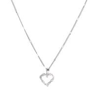 Zinc Alloy Necklace, with 5.8cm extender chain, Heart, silver color plated, fashion jewelry & for woman & hollow, silver color, 14mm Approx 42.4 cm 