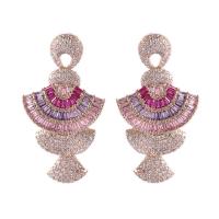 Cubic Zirconia Micro Pave Brass Earring, plated, micro pave cubic zirconia & for woman 