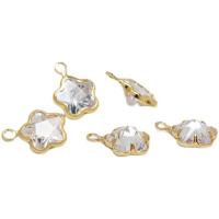 Cubic Zirconia Brass Pendants, with Cubic Zirconia, gold color plated, DIY golden 