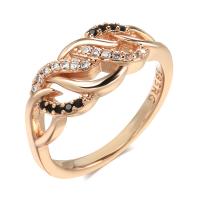 Cubic Zirconia Micro Pave Brass Finger Ring, rose gold color plated & micro pave cubic zirconia & for woman, rose gold color, 8mm 