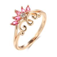 Cubic Zirconia Micro Pave Brass Finger Ring, rose gold color plated & micro pave cubic zirconia & for woman, rose gold color, 11mm 