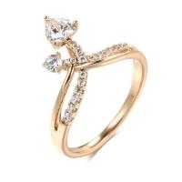 Cubic Zirconia Micro Pave Brass Finger Ring, rose gold color plated & micro pave cubic zirconia & for woman, rose gold color, 13mm 