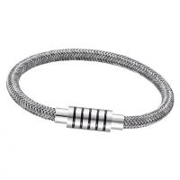 alambre de cola de tigre Pulsera, Acero inoxidable 316L cierre magnético, Recubrimiento iónico al vacío, Joyería & longitud diferente para la opción & para hombre, color original, Vendido por UD