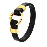 Cuero Pulsera, con acero inoxidable 316L, chapado, Joyería & longitud diferente para la opción & para hombre, más colores para la opción, Vendido por UD