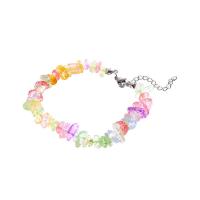 Bracelets de cristal, avec 5.1cm chaînes de rallonge, Irrégulière, Placage de couleur argentée, bijoux de mode & pour femme, multicolore Environ 16.9 cm, Vendu par PC