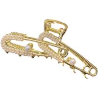 Hair Claw Clips, Zinc Alloy, with Plastic Pearl, gold color plated, fashion jewelry & for woman, golden, 110mm 